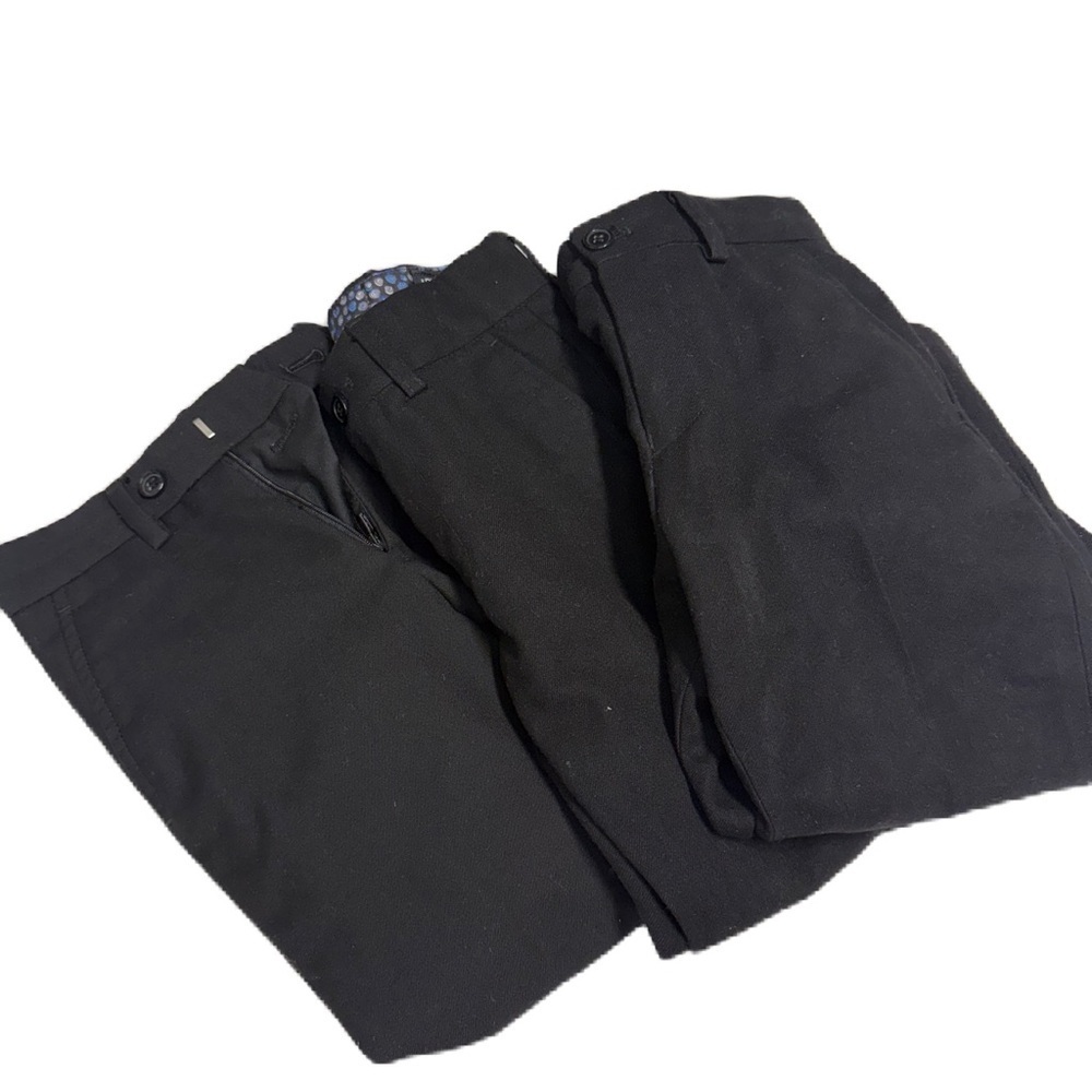 Boys Black Dress Pants Holiday Church Fancy Party bundle of 3 Designer